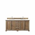 James Martin Vanities Providence 72in Double Vanity, Driftwood w/ 3 CM White Zeus Quartz Top 238-105-5711-3WZ